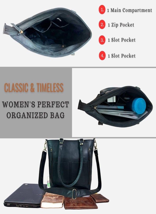 Madosh Women’s Genuine Leather Black Tote Bag - Vintage Shoulder Purse, Crossbody Handbag for Shopping & Everyday Use - Image 3